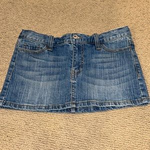 john galt low-waisted denim mini skirt